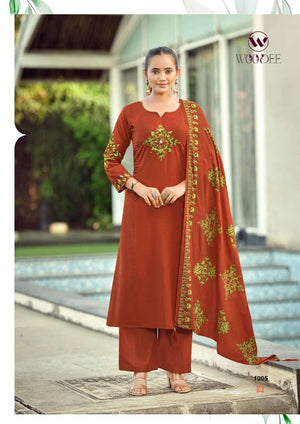 WOODEE HASEEN Cotton Embroidery Stitched Suit Set - Amrah Wholesale