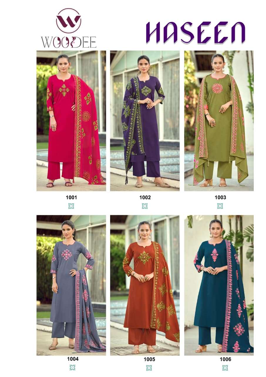 WOODEE HASEEN Cotton Embroidery Stitched Suit Set - Amrah Wholesale