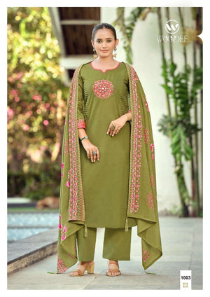 WOODEE HASEEN Cotton Embroidery Stitched Suit Set - Amrah Wholesale