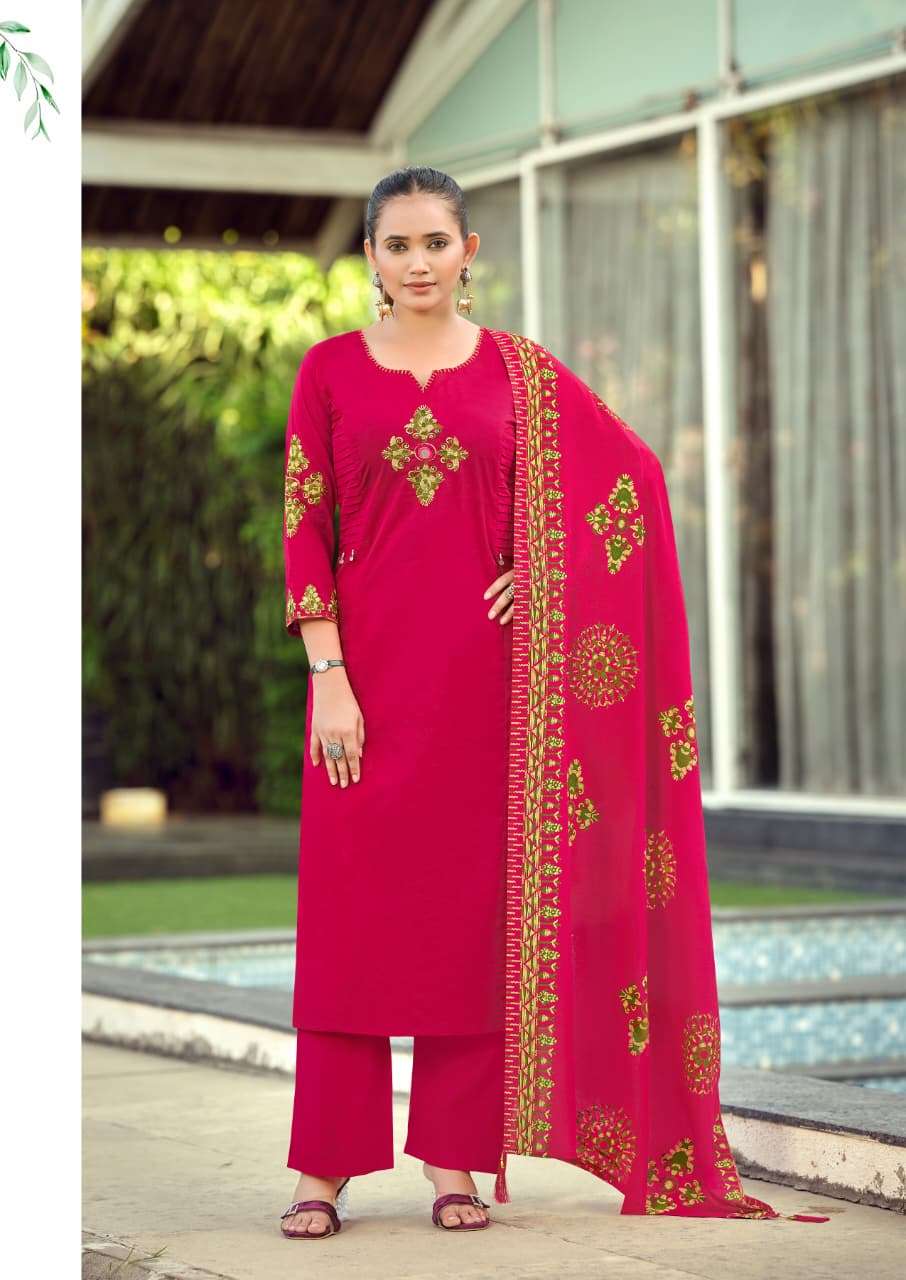 WOODEE HASEEN Cotton Embroidery Stitched Suit Set - Amrah Wholesale