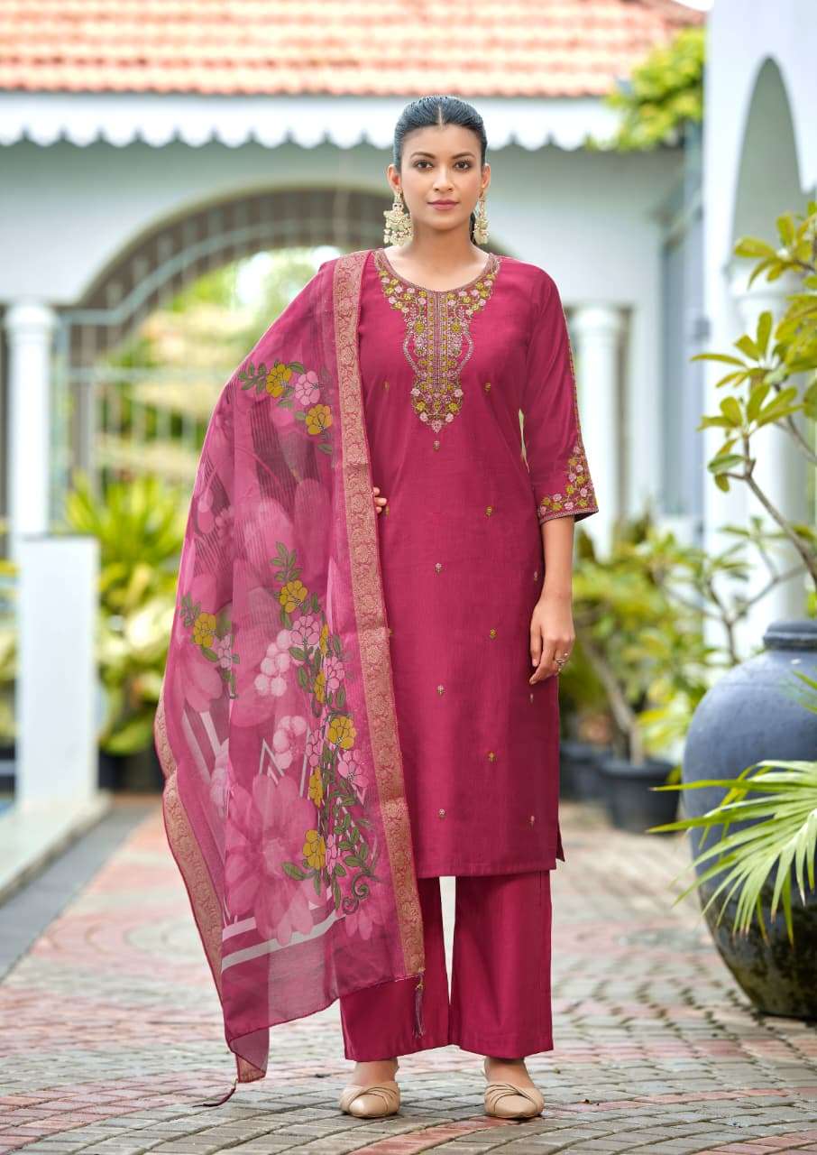 WOODEE HOOR Viscose Gadhwal Embroidered Salwar Suit Set