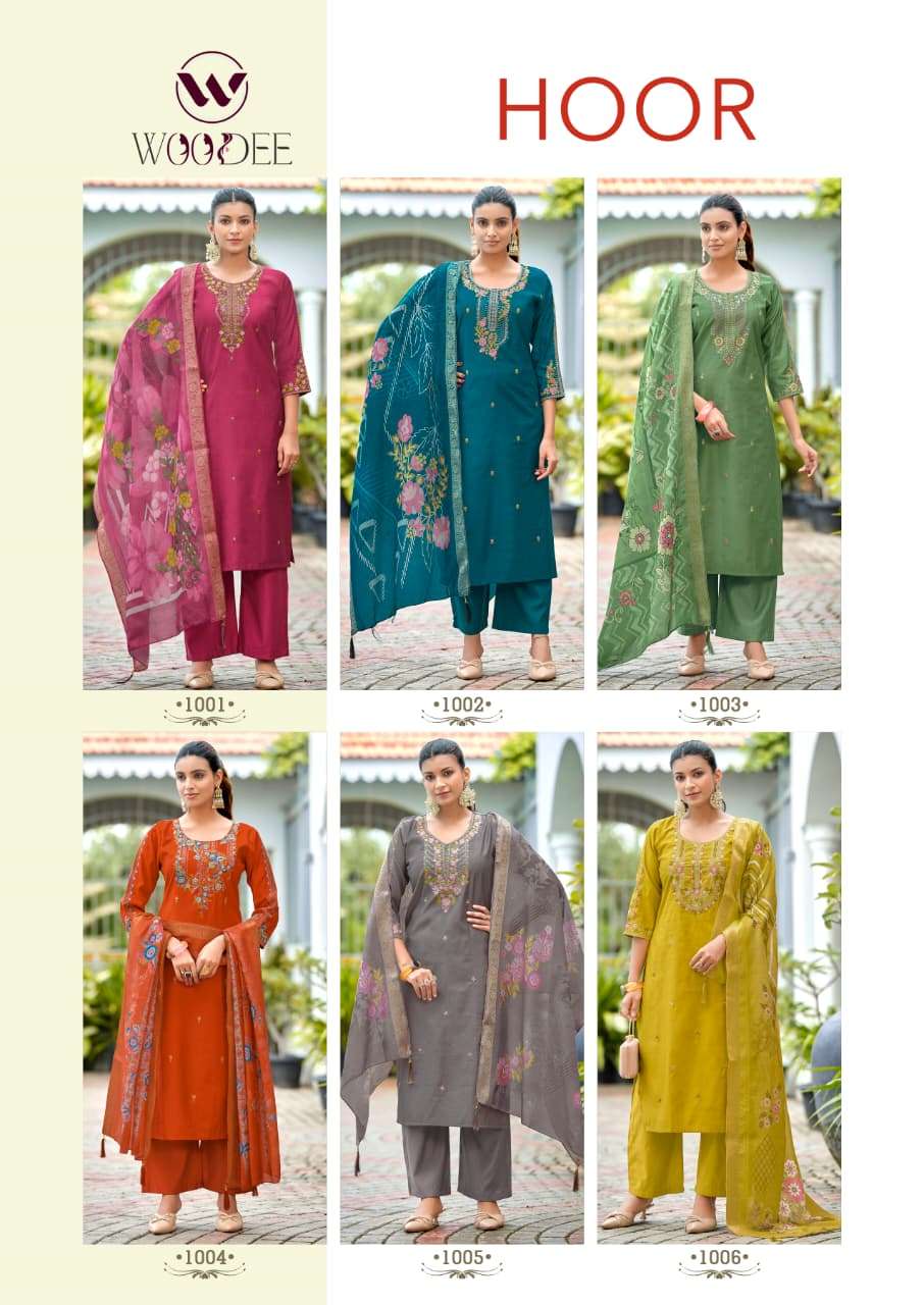 WOODEE HOOR Viscose Gadhwal Embroidered Salwar Suit Set