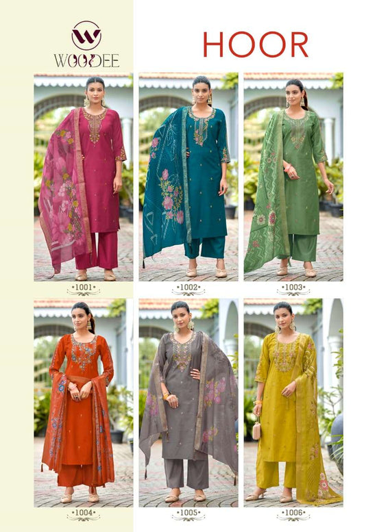 WOODEE HOOR Viscose Gadhwal Embroidered Salwar Suit Set