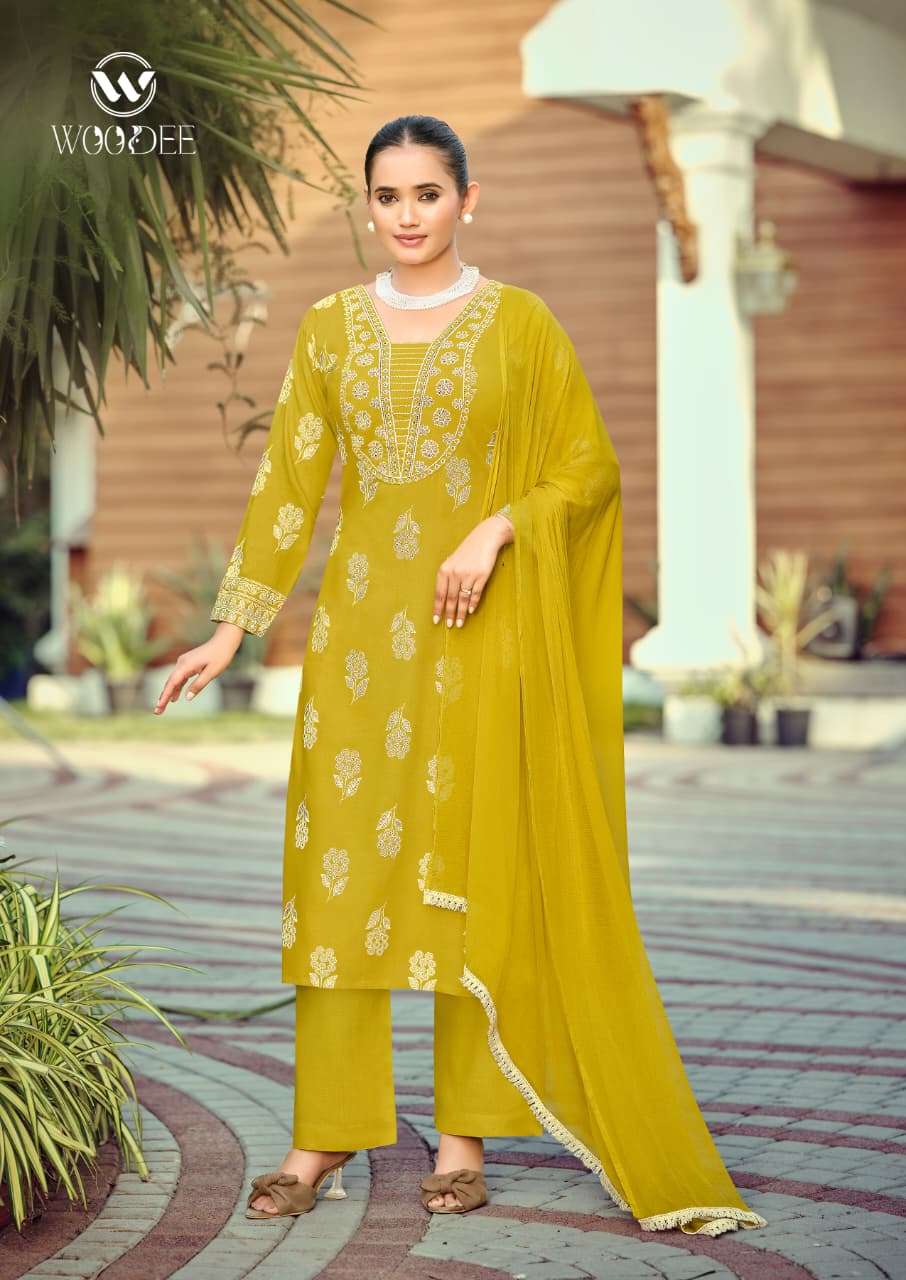 WOODEE NANDINI Slub Rayon Salwar Suit Set - Amrah Wholesale