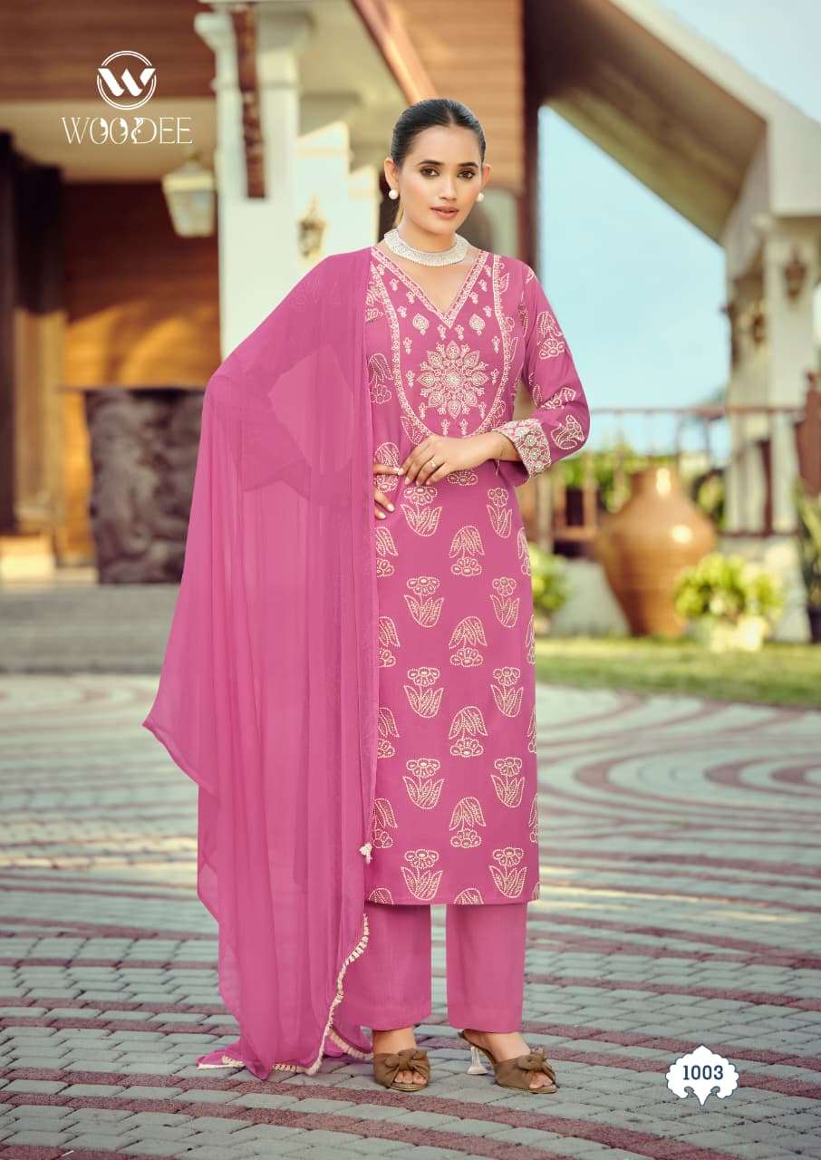 WOODEE NANDINI Slub Rayon Salwar Suit Set - Amrah Wholesale