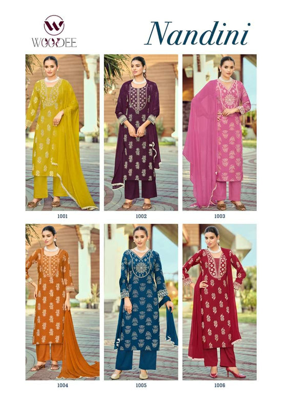 WOODEE NANDINI Slub Rayon Salwar Suit Set - Amrah Wholesale
