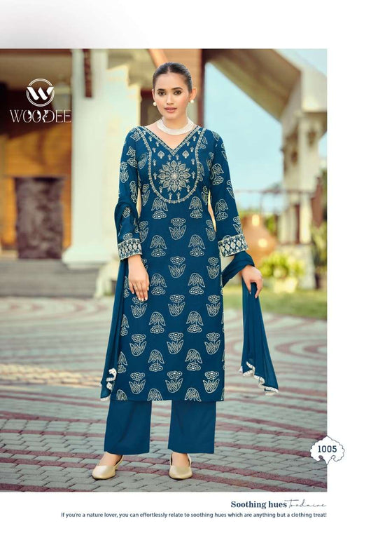 WOODEE NANDINI Slub Rayon Salwar Suit Set - Amrah Wholesale