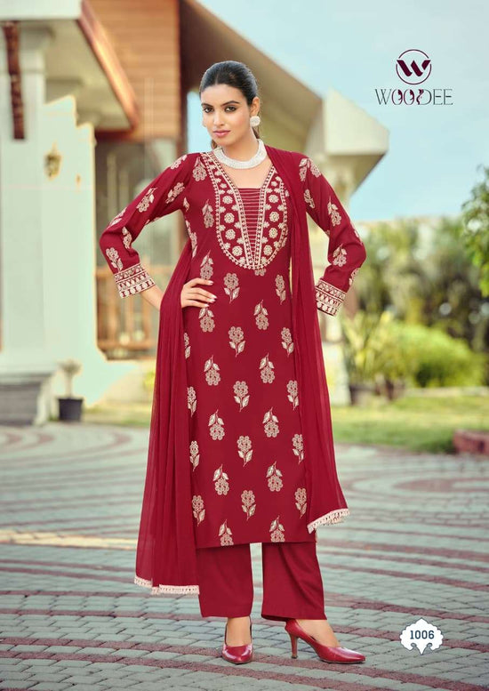 WOODEE NANDINI Slub Rayon Salwar Suit Set - Amrah Wholesale