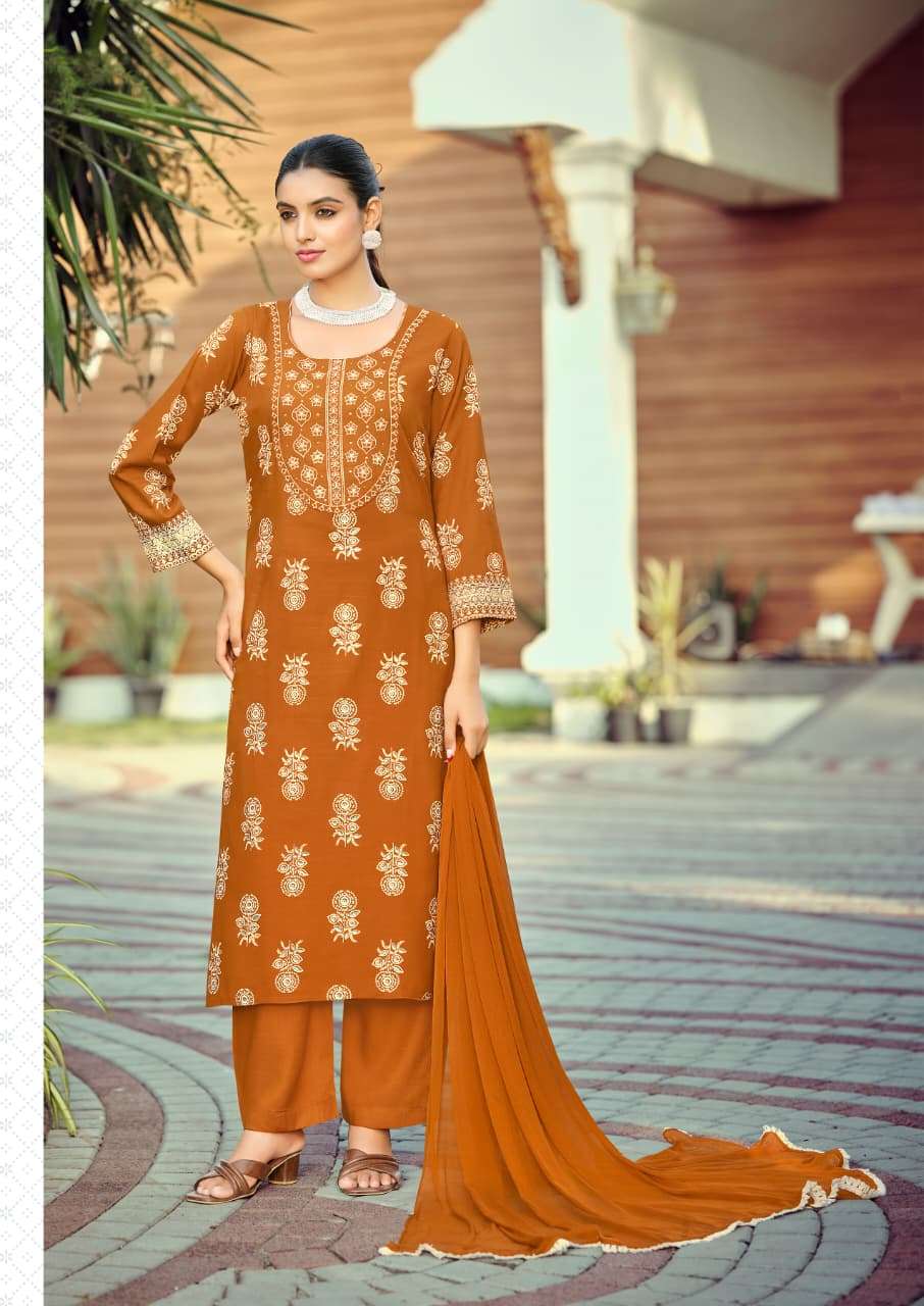 WOODEE NANDINI Slub Rayon Salwar Suit Set - Amrah Wholesale