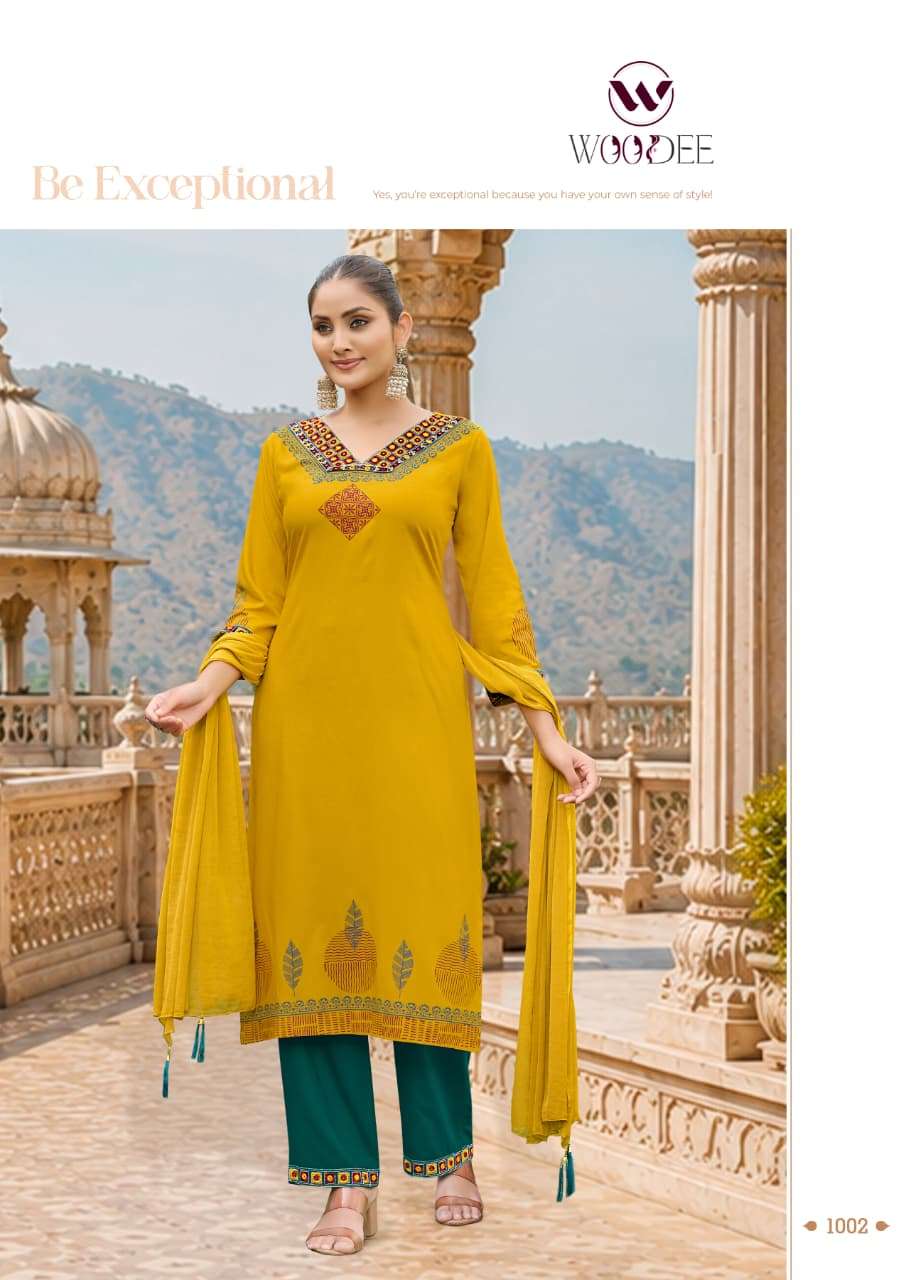 WOODEE NOOR Rayon Embroidery Printed Salwar Suit Set