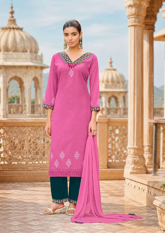 WOODEE NOOR Rayon Embroidery Printed Salwar Suit Set