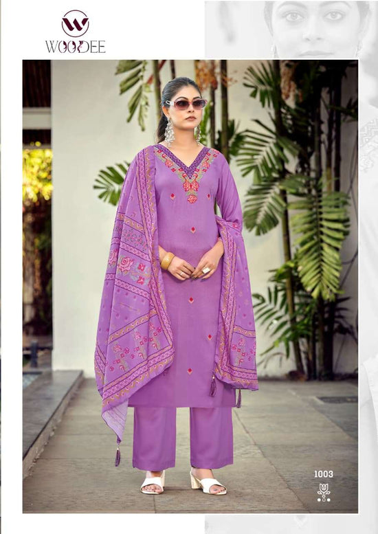 WOODEE RUTVI Rayon Embroidered Salwar Suit Set