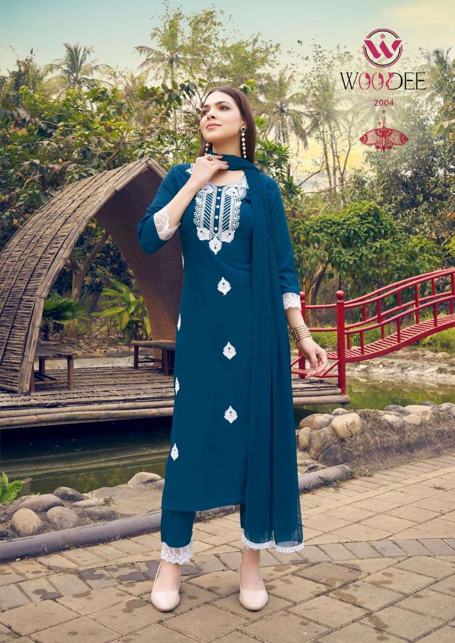 Woodee White Lotus Vol-02 Pure Rayon Salwar Suit Set