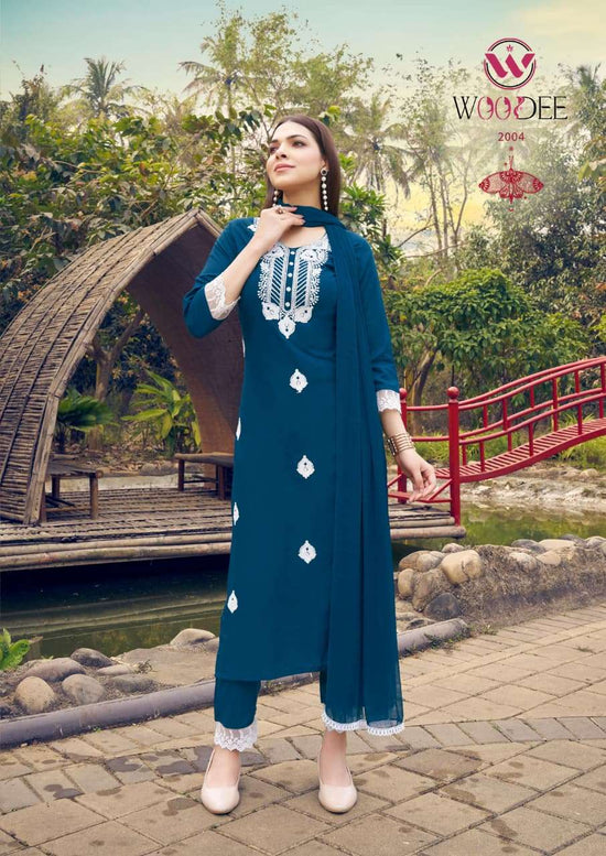 Woodee White Lotus Vol-02 Pure Rayon Salwar Suit Set