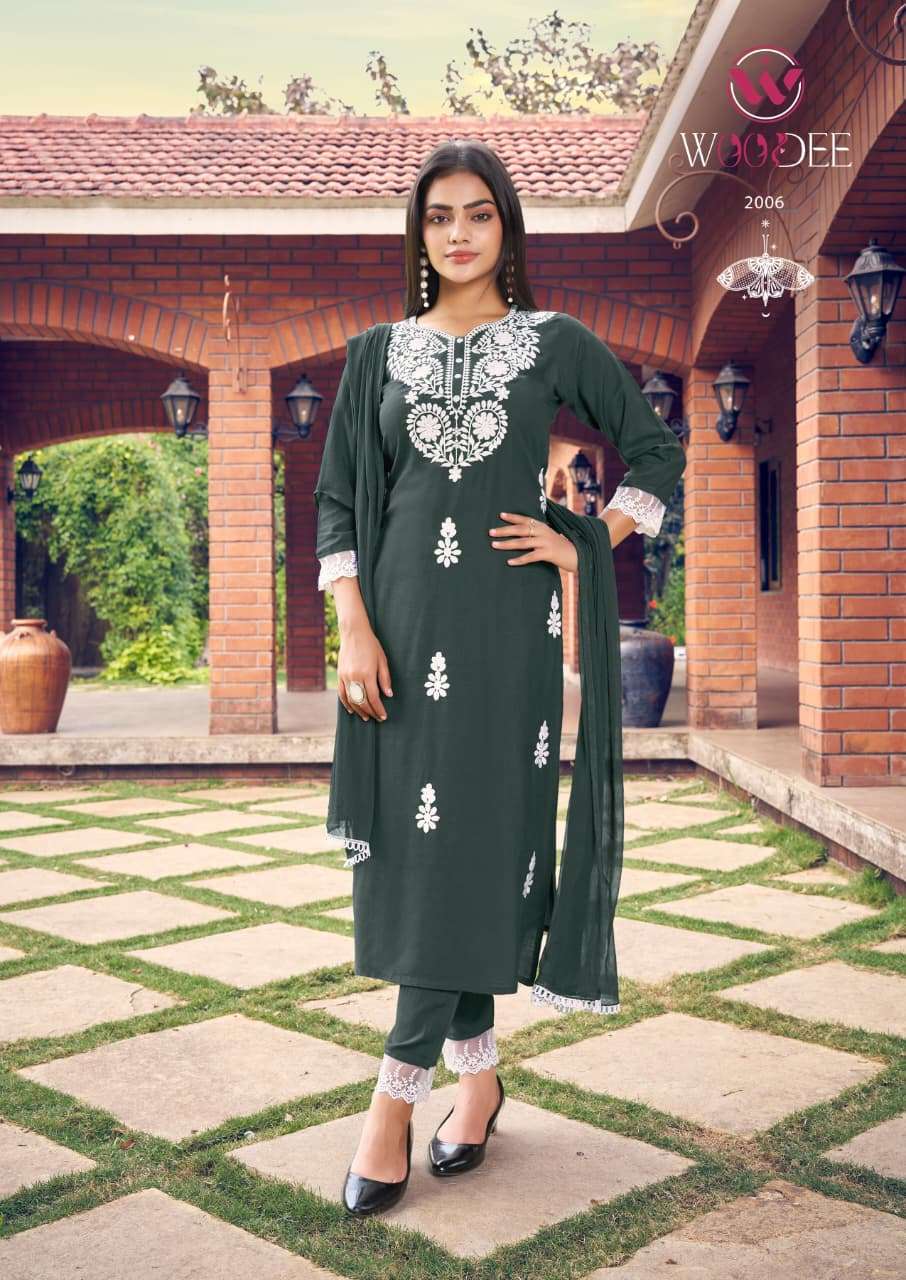 Woodee White Lotus Vol-02 Pure Rayon Salwar Suit Set