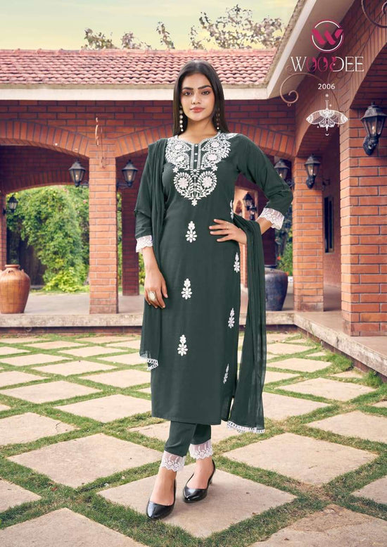 Woodee White Lotus Vol-02 Pure Rayon Salwar Suit Set