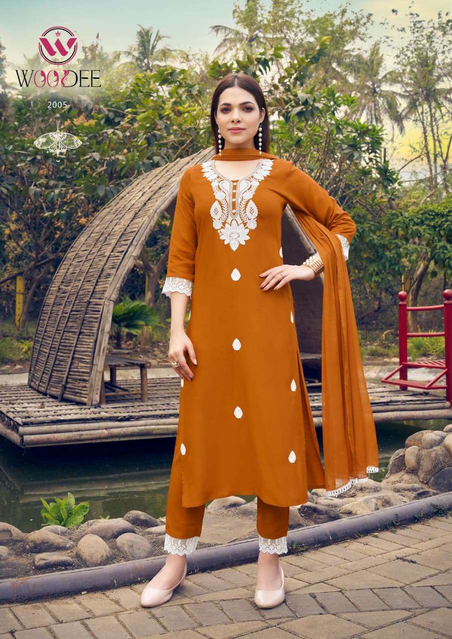 Woodee White Lotus Vol-02 Pure Rayon Salwar Suit Set