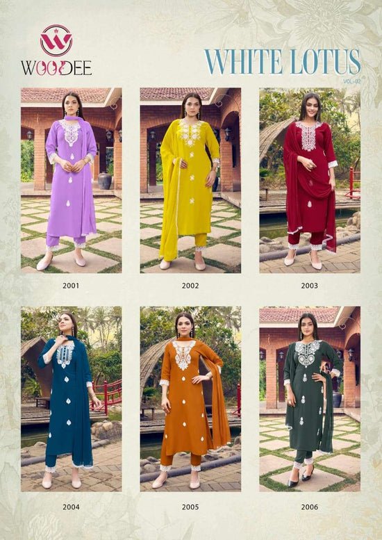 Woodee White Lotus Vol-02 Pure Rayon Salwar Suit Set