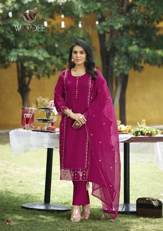 WOODEE WOMIKA Silk Stitched Embroidered Dresses