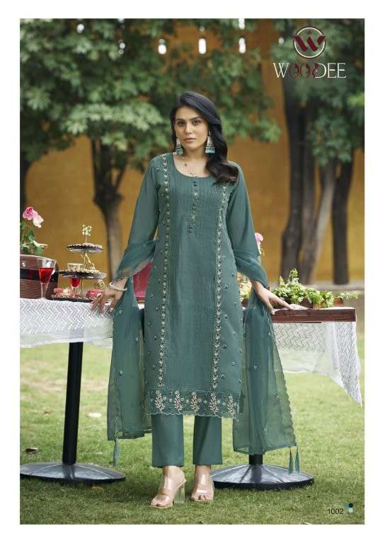 WOODEE WOMIKA Silk Stitched Embroidered Dresses