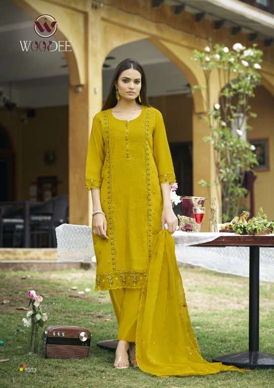 WOODEE WOMIKA Silk Stitched Embroidered Dresses