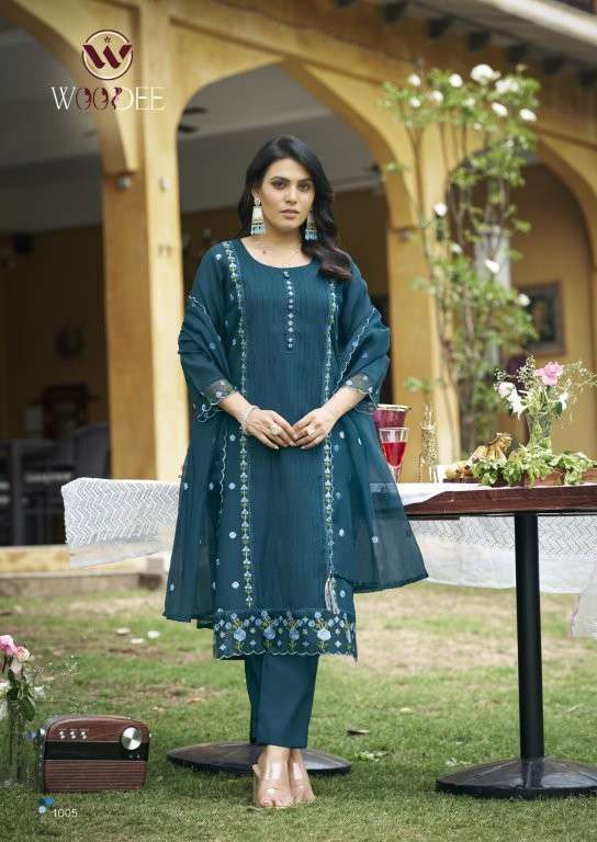 WOODEE WOMIKA Silk Stitched Embroidered Dresses