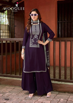 Wooglee Maharani Rayon Printed Stitched Suit Set