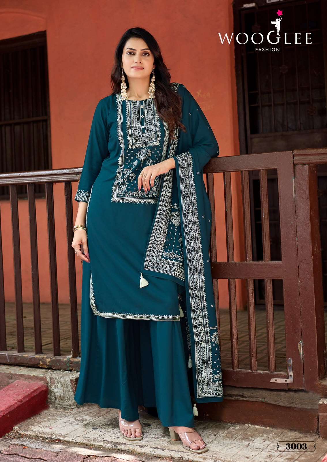 Wooglee Maharani Rayon Printed Stitched Suit Set - Amrah Wholesale