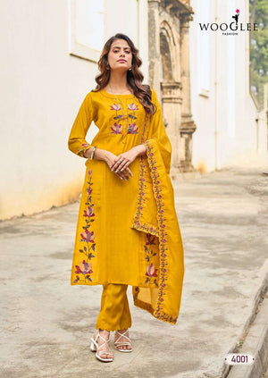 WOOGLEE RUDRIKA 4001-4004 Viscose Salwar Suit Set Wholesale Surat India