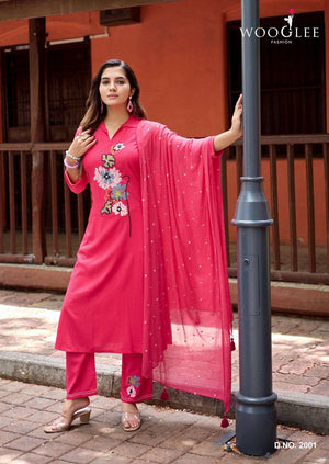 Wooglee Samskriti Rayon Embroidered Salwar Suit Set - Amrah Wholesale