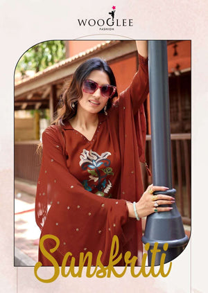 Wooglee Sanskriti Heavy Rayon Kurti Pant Dupatta Set - Amrah Wholesale