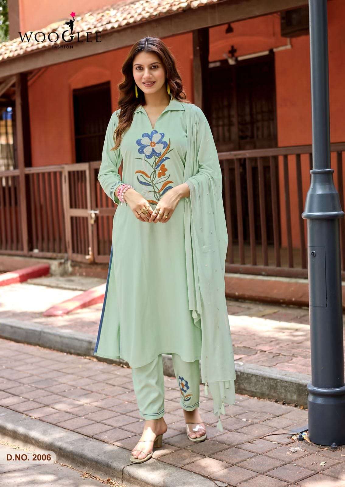 Wooglee Sanskriti Heavy Rayon Kurti Pant Dupatta Set - Amrah Wholesale