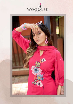 Wooglee Sanskriti Heavy Rayon Kurti Pant Dupatta Set - Amrah Wholesale