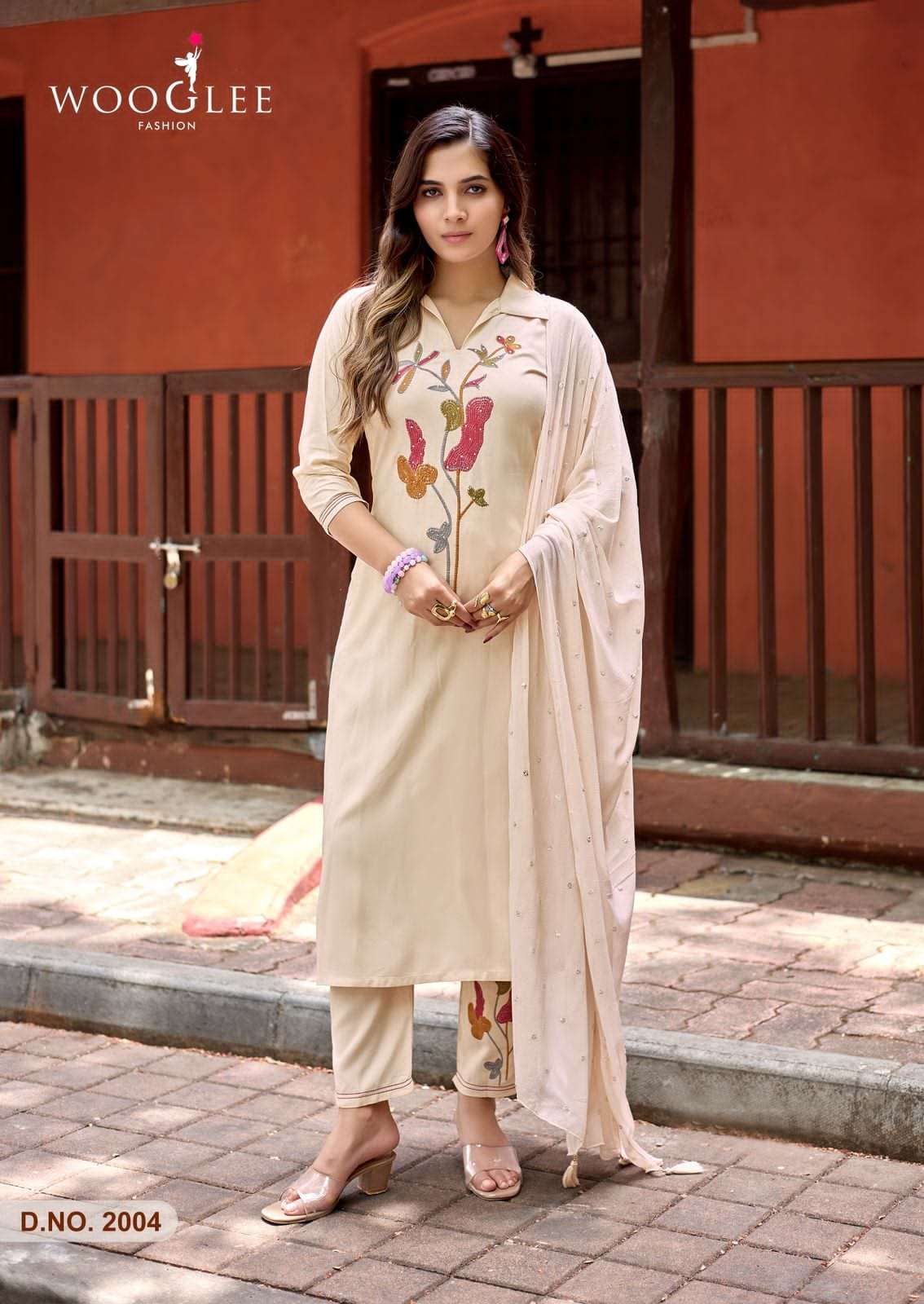 Wooglee Sanskriti Heavy Rayon Kurti Pant Dupatta Set - Amrah Wholesale