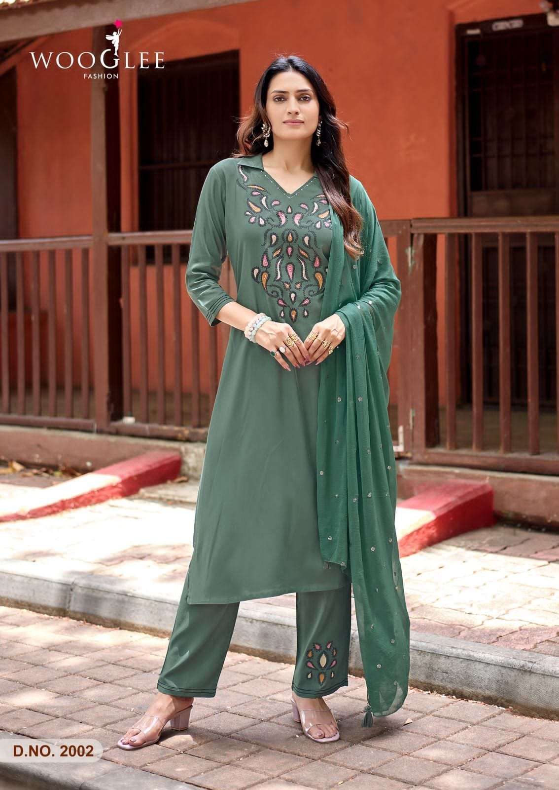 Wooglee Sanskriti Heavy Rayon Kurti Pant Dupatta Set - Amrah Wholesale