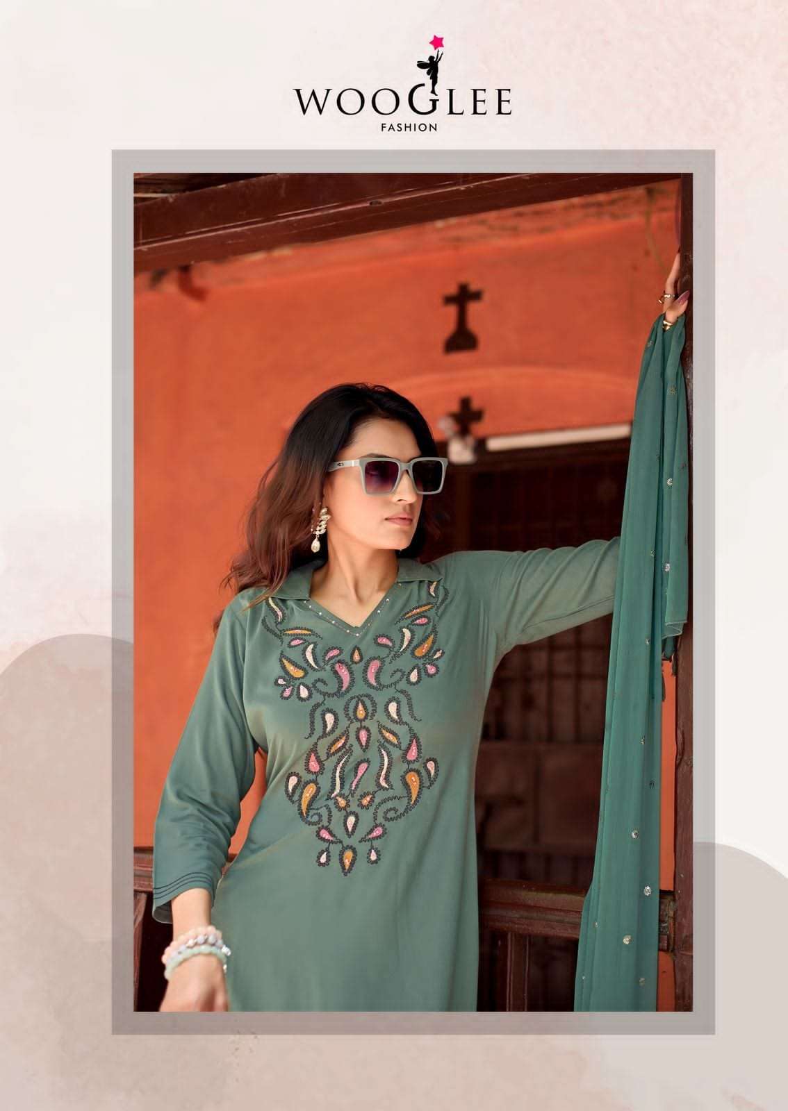Wooglee Sanskriti Heavy Rayon Kurti Pant Dupatta Set