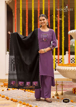 WOOGLEE UTSAVI Viscose Weaving Embroidered Salwar Suit Set
