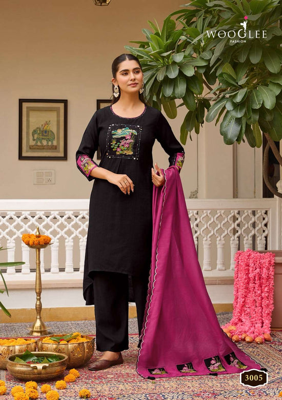 WOOGLEE UTSAVI Viscose Weaving Embroidered Salwar Suit Set