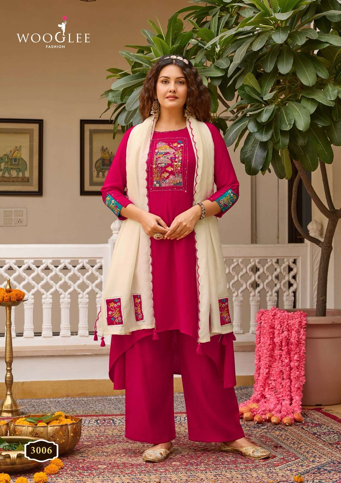 WOOGLEE UTSAVI Viscose Weaving Embroidered Salwar Suit Set