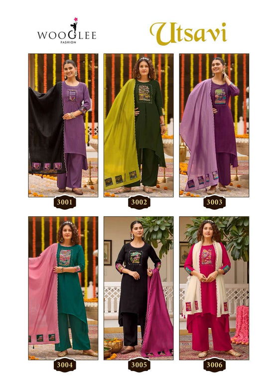WOOGLEE UTSAVI Viscose Weaving Embroidered Salwar Suit Set