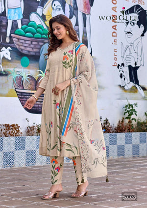 WOOGLEE VARNIKA Mal Chanderi Printed Salwar Suit Set