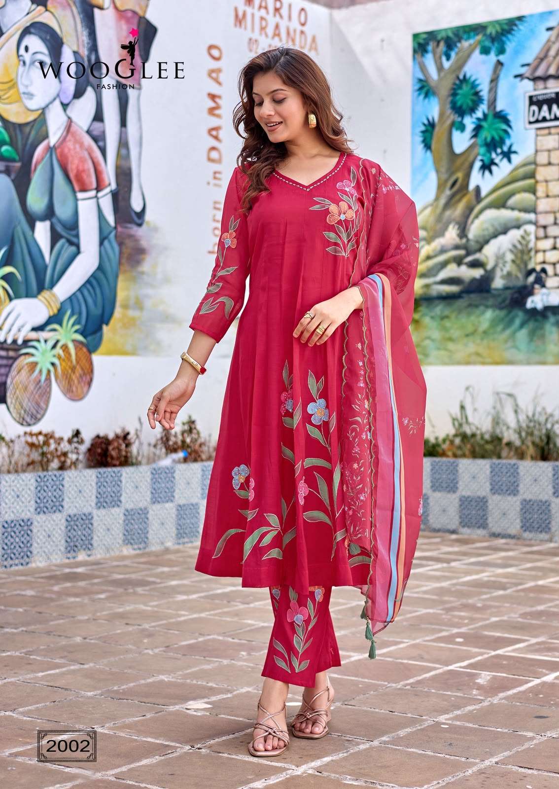 WOOGLEE VARNIKA Mal Chanderi Printed Salwar Suit Set