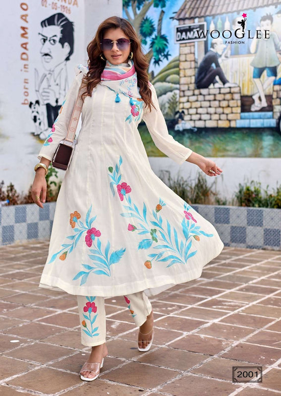 WOOGLEE VARNIKA Mal Chanderi Printed Salwar Suit Set