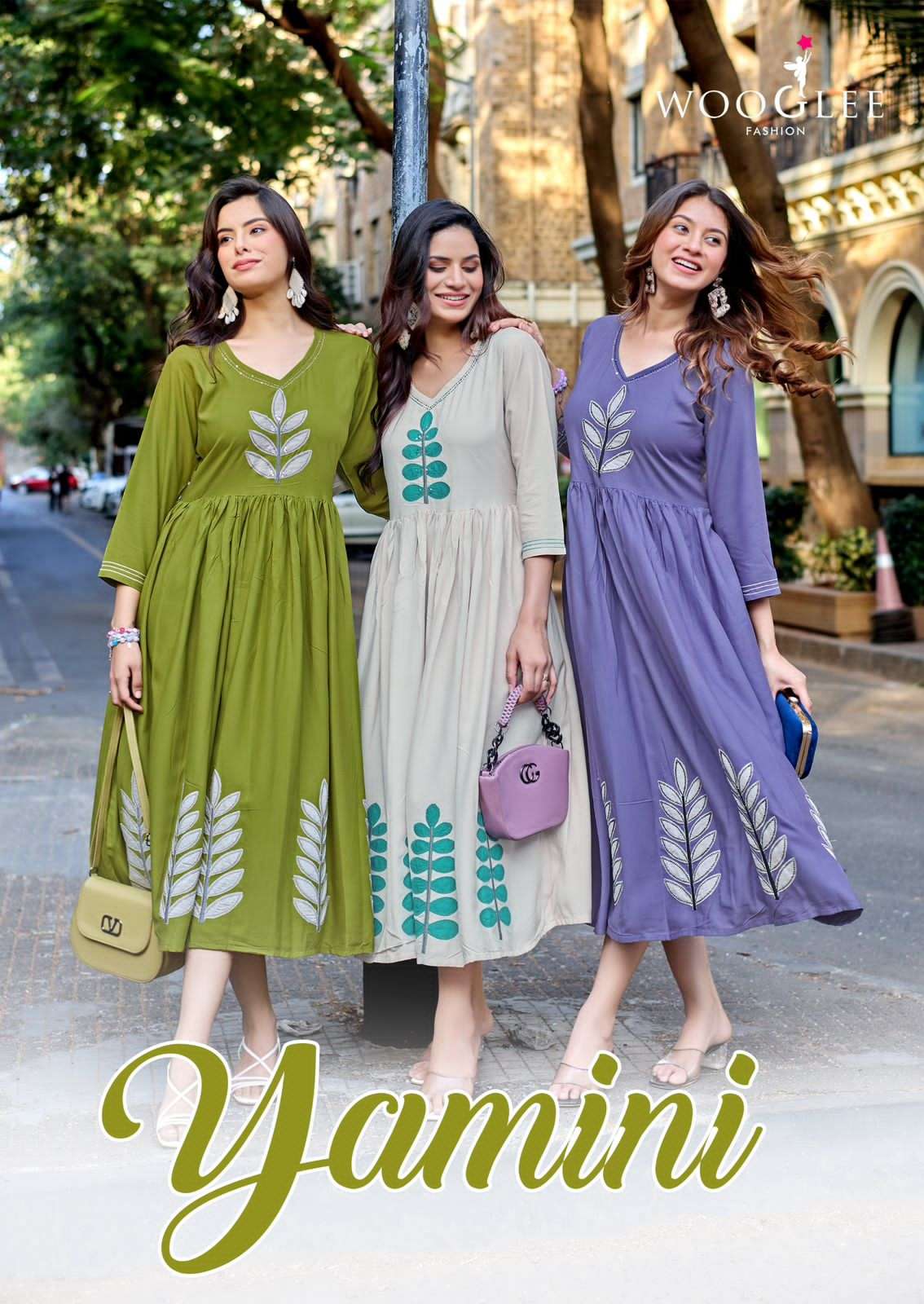 Wooglee Yamini Heavy Rayon Thread Work Stitched Kurti Gown