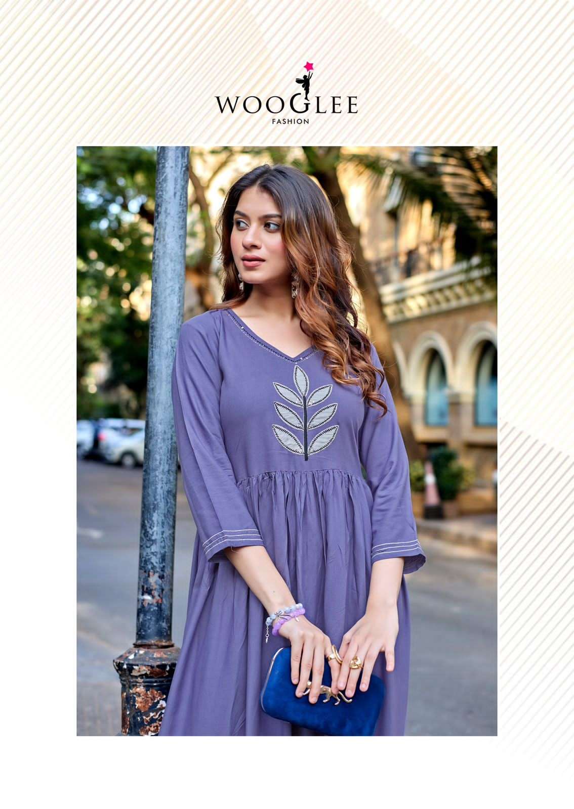 Wooglee Yamini Heavy Rayon Thread Work Stitched Kurti Gown