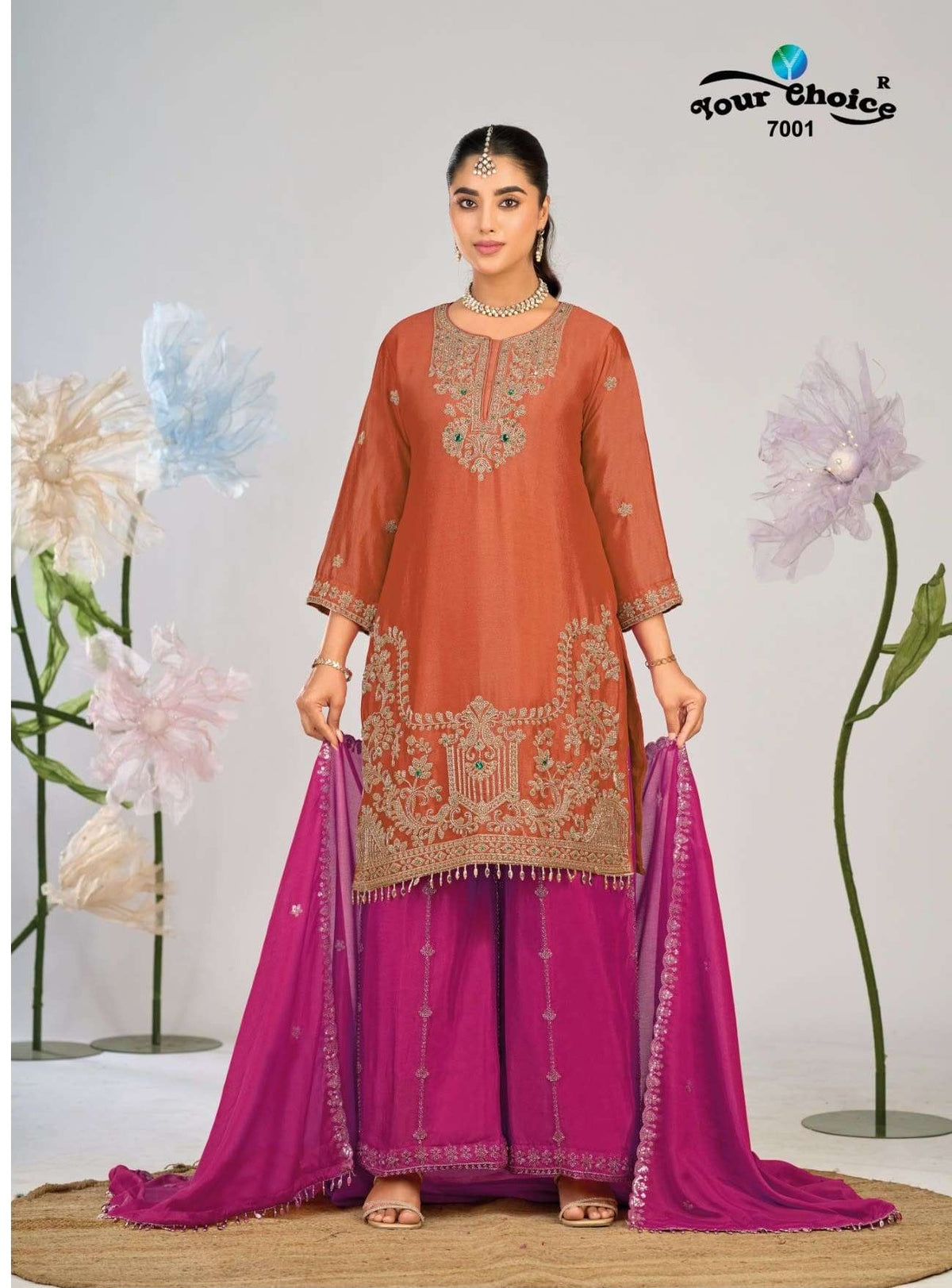YOUR CHOICE AVEN Chinon Embroidered Stitched Sharara Suit