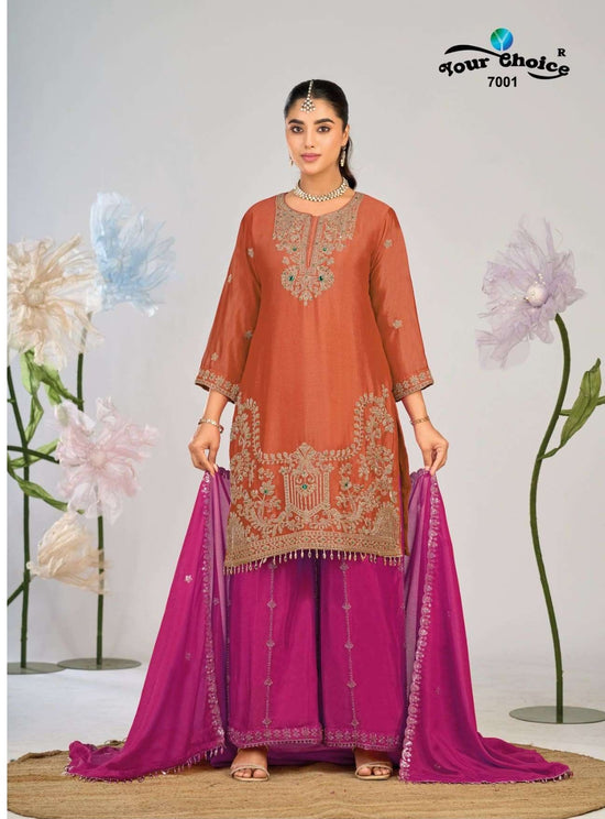 YOUR CHOICE AVEN Chinon Embroidered Stitched Sharara Suit