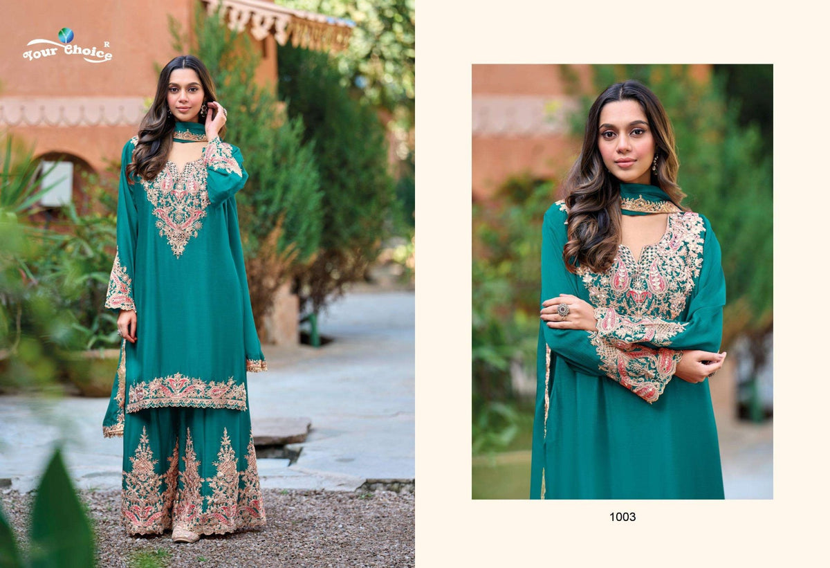 YOUR CHOICE DECENT Pure Chinon Embroidered Salwar Suit Set - Amrah Wholesale
