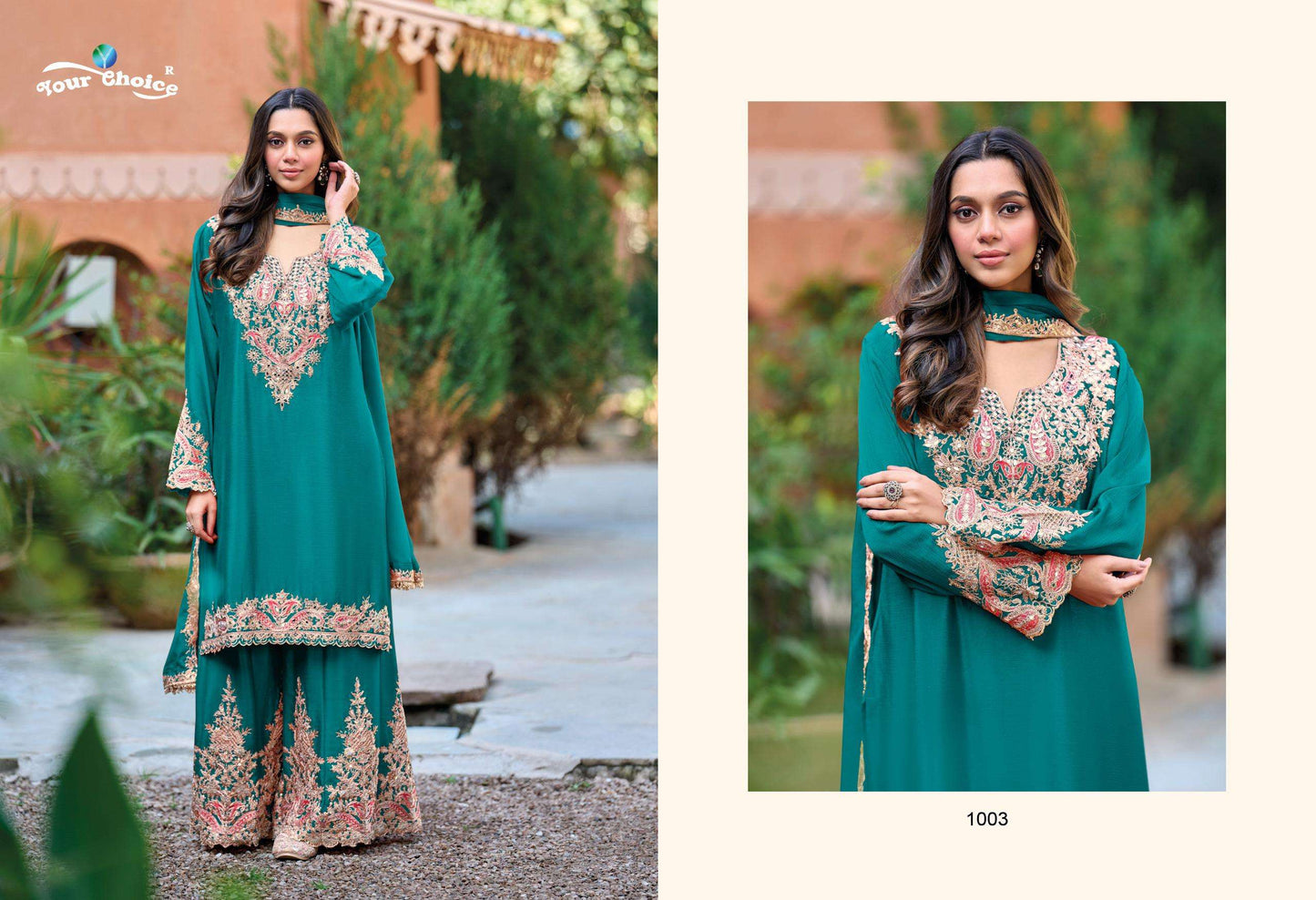 YOUR CHOICE DECENT Pure Chinon Embroidered Salwar Suit Set