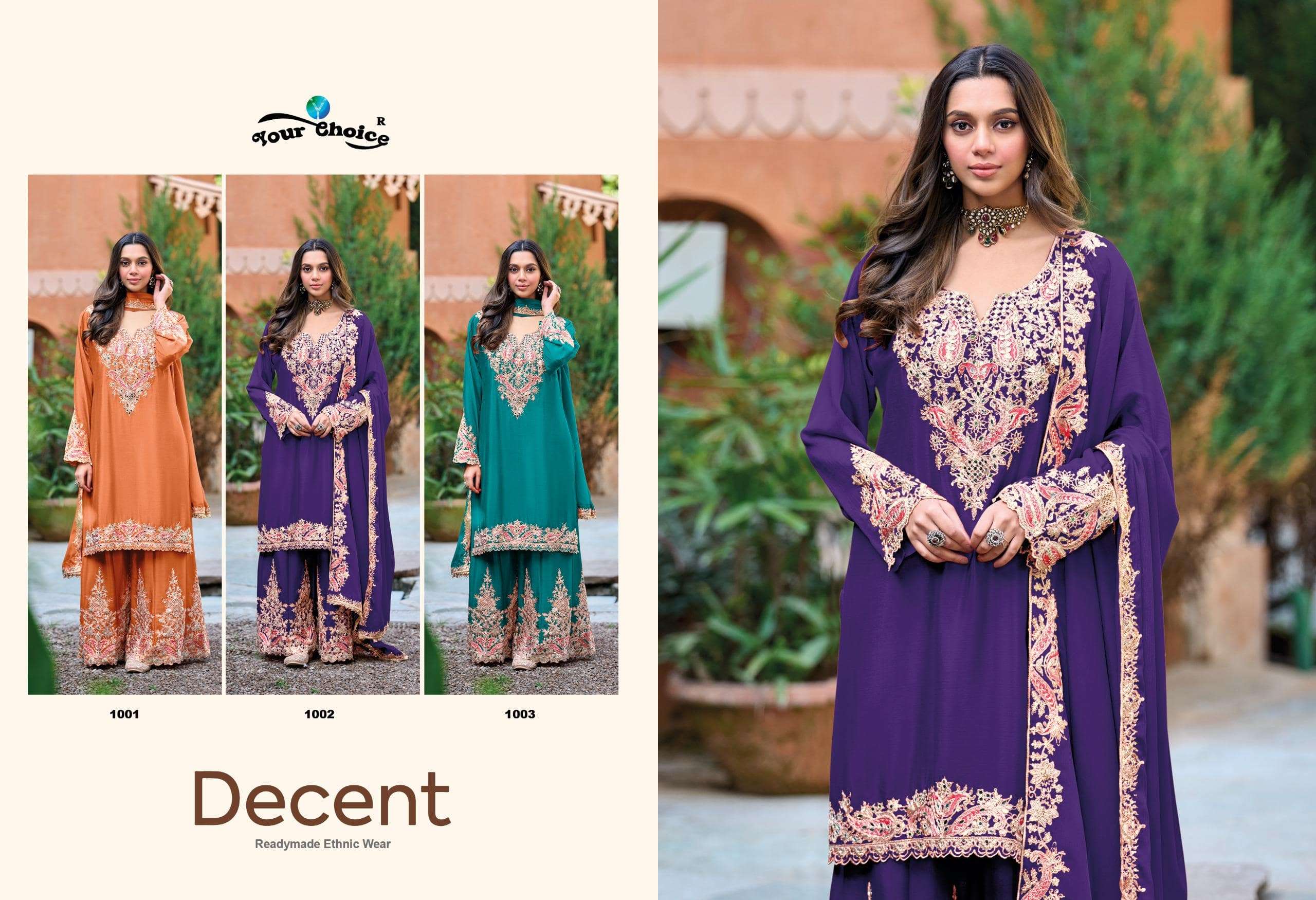 YOUR CHOICE DECENT Pure Chinon Embroidered Salwar Suit Set